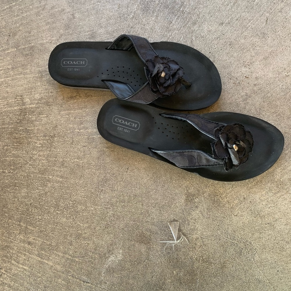 Coach Black Floral Women's Sandals | Women 6.5B